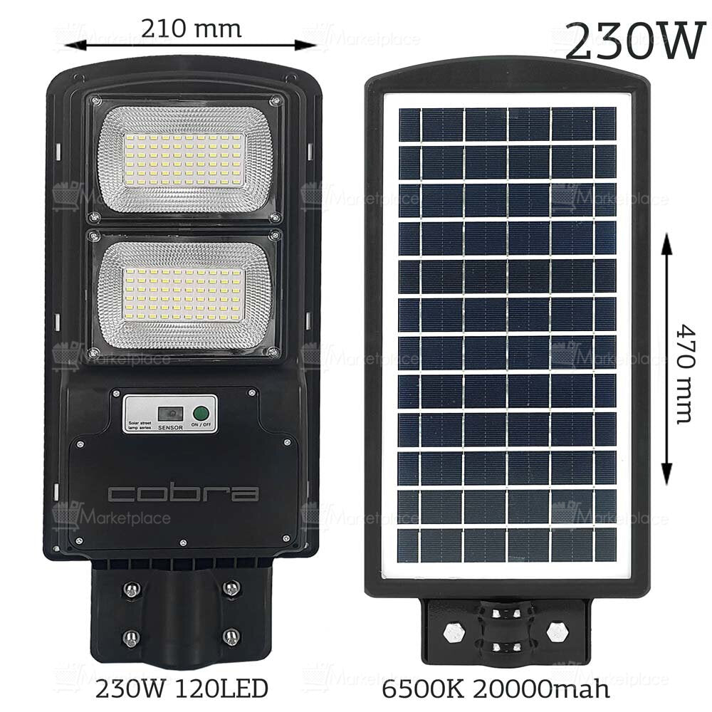 2бр СОЛАРНА УЛИЧНА ЛАМПА COBRA 230W