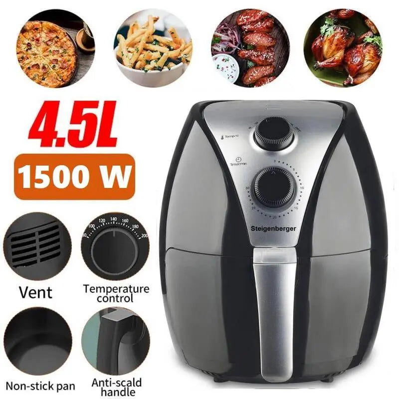 Air Fryer fryer without fat 4.5L STEIGENBERGER 1500W + RECIPES Aventra Store
