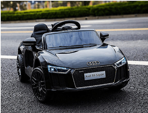 Акумулаторна кола Audi R8 Spyder, С меки гуми и кожена седалка, 12V, Paзмep 106x62x48cм., Aventra Store