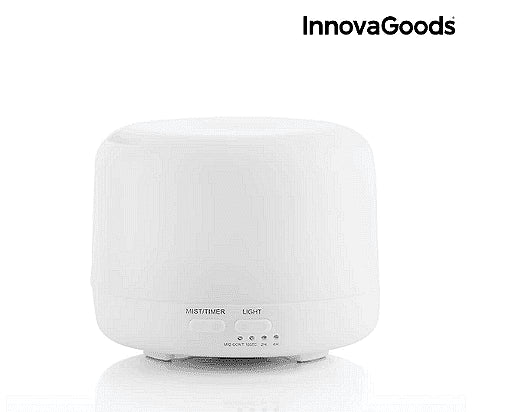 Аромадифузор за етерични масла InnovaGoods, Овлажнител и ароматизатор, 15 светлинни режима, Таймер, LED, 300 ml,