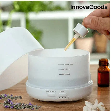 Aroma Diffuser for essential oils InnovaGoods, Humidifier and aromatizer, 15 light modes, Timer, LED, 300 ml, Aventra Store