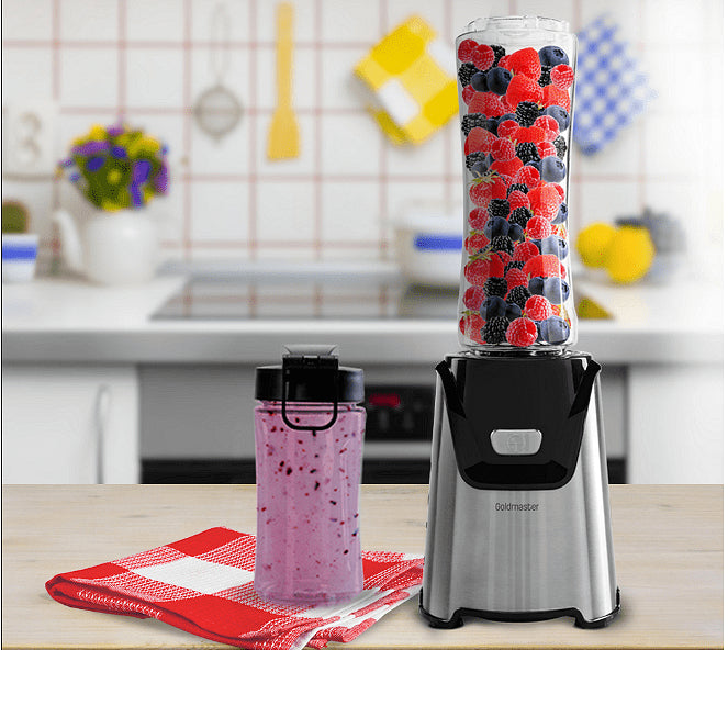 Smoothie blender, GoldMaster, 2 bottles, 400W, 600-1400ml, Inox