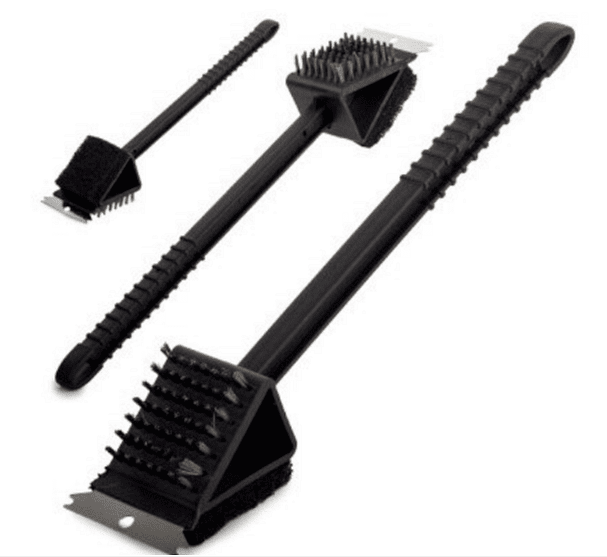 Четка за почистване на скара с удобна дръжка, 3 в 1, черна