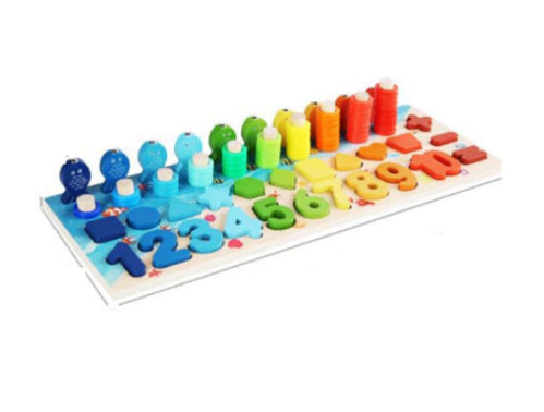Дървена детска образователна играчка с чифри, Многофункционална, 3+