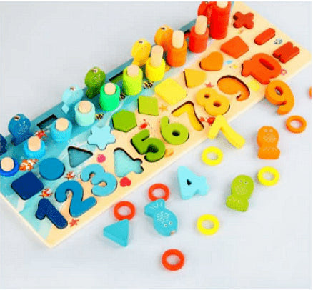 Дървена детска образователна играчка с чифри, Многофункционална, 3+