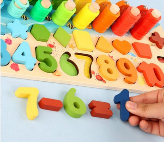 Дървена детска образователна играчка с чифри, Многофункционална, 3+