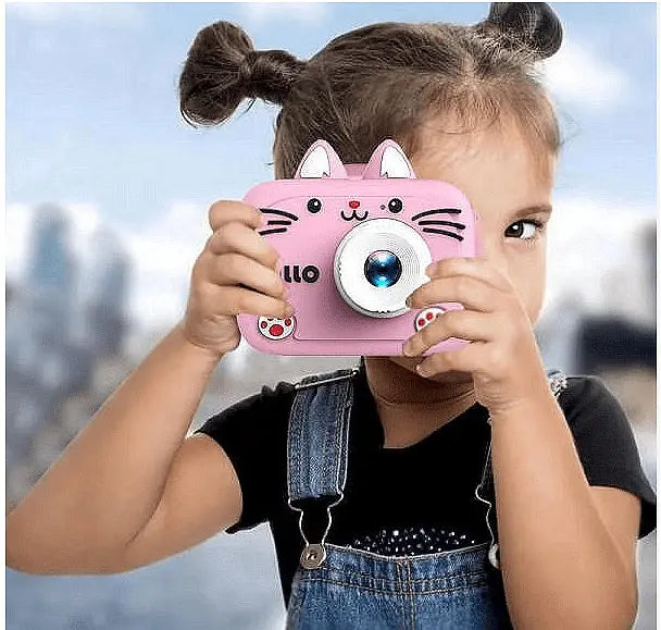 Детски цифров фотоапарат, Hello Kitty, Висококачествени снимки, Удобна дръжка Aventra Store