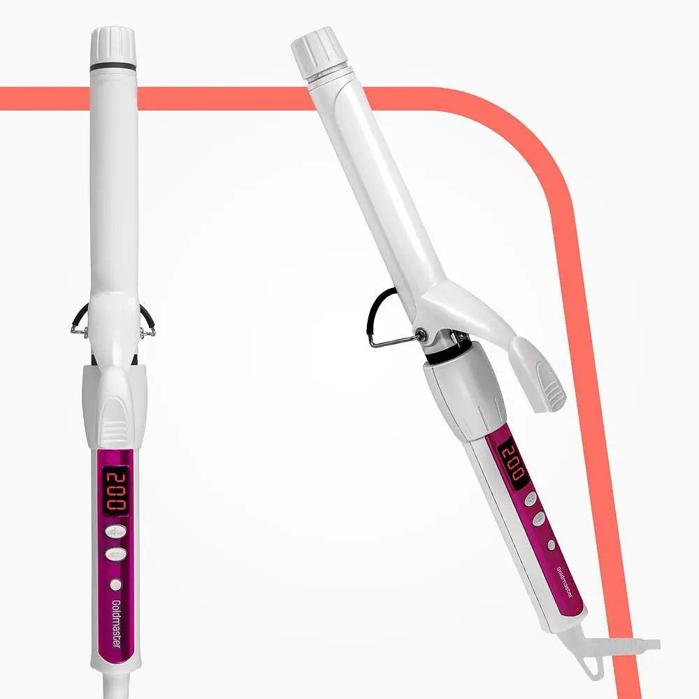 Diamond hair curler, GoldMaster, 60W, Ceramic and keratin coated plate, LCD display, White Aventra Store