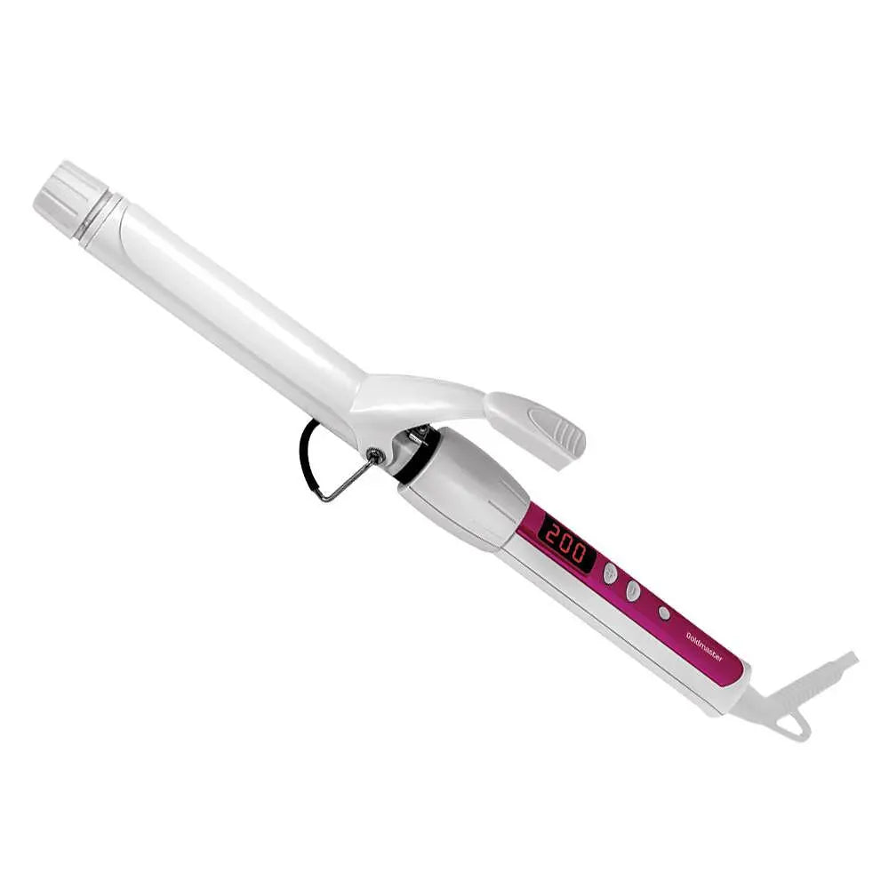Diamond hair curler, GoldMaster, 60W, Ceramic and keratin coated plate, LCD display, White Aventra Store