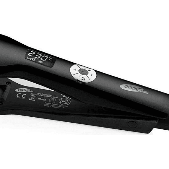 Елегантна преса за коса Melisa, GoldMaster, Турмалинови плочи, 230C, Загрява бързо, Черна