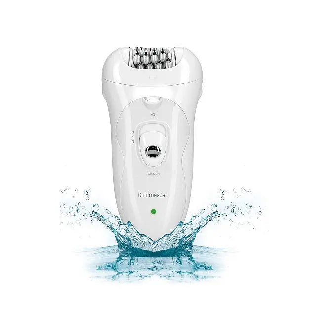 Epilator Alya, GoldMaster, LED light, Massaging head for pain relief, 32 pcs tweezers, White Aventra Store