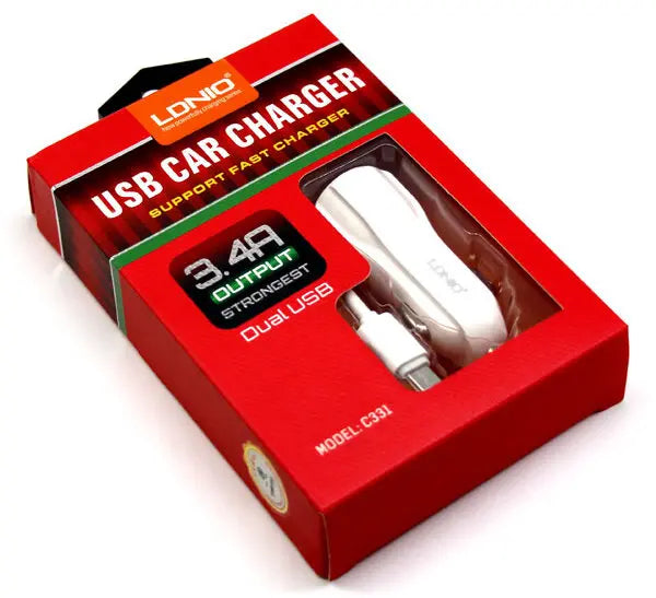 Car Charger Lightning, Зарядно за Кола, LDNIO 3.4A 12V Aventra Store