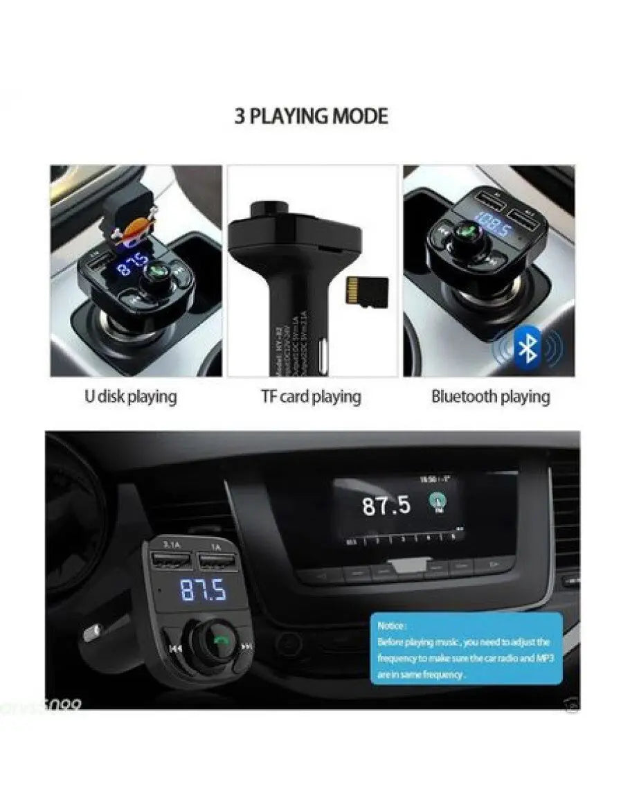 FM Трансмитер X8 - Bluetooth, USB, FM аудио предавател, MP3 плейър, Handsfree Aventra Store