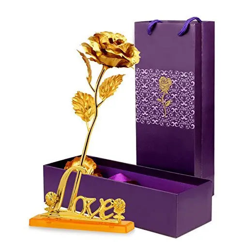 Златна роза Golden Rose, 24Kарата, Кутия, Подаръчна торбичка Aventra Store