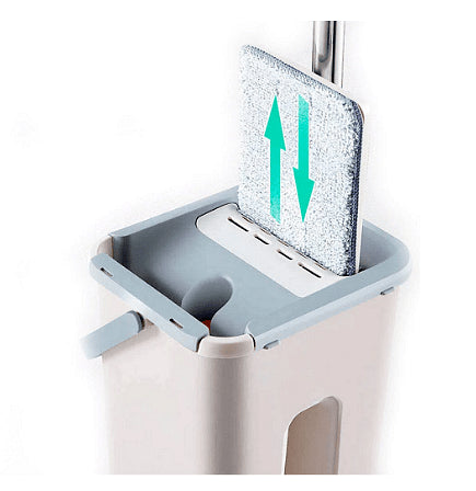 Комплект кофи за плосък моп с 2 отделения и въртящ се на 360° плосък моп