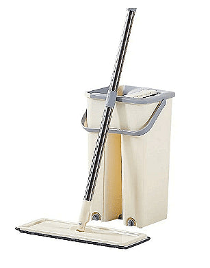 Комплект кофи за плосък моп с 2 отделения и въртящ се на 360° плосък моп