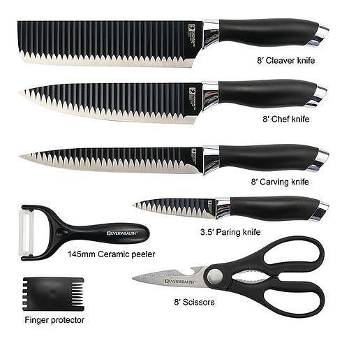 Комплект кухненски ножове + ножица и белачка ALOMI