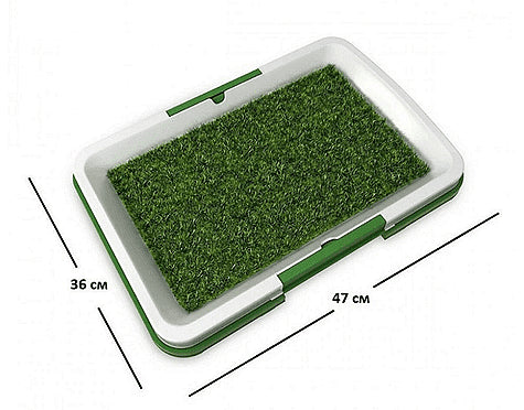 Кучешка тоалетна, тава и изкуствена трева, 47х35х6 см., Зелена трева