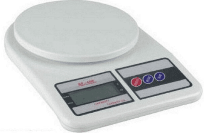 Кухненска везна с водоустойчиви бутони и дисплей, 10 килограма, Бяла