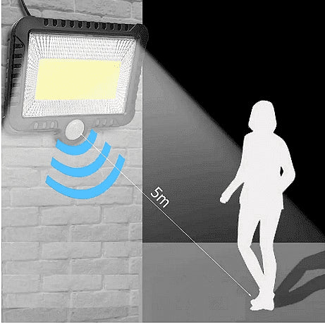 LED соларен панел лампа PIR сензор за движение дистанционно управление нощно улично осветление черно