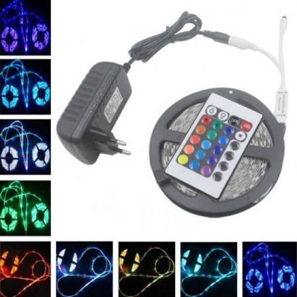 LED ЛЕНТА ЦВЕТНА RGB - 5м. Водоустойчива + дистанционно Aventra Store