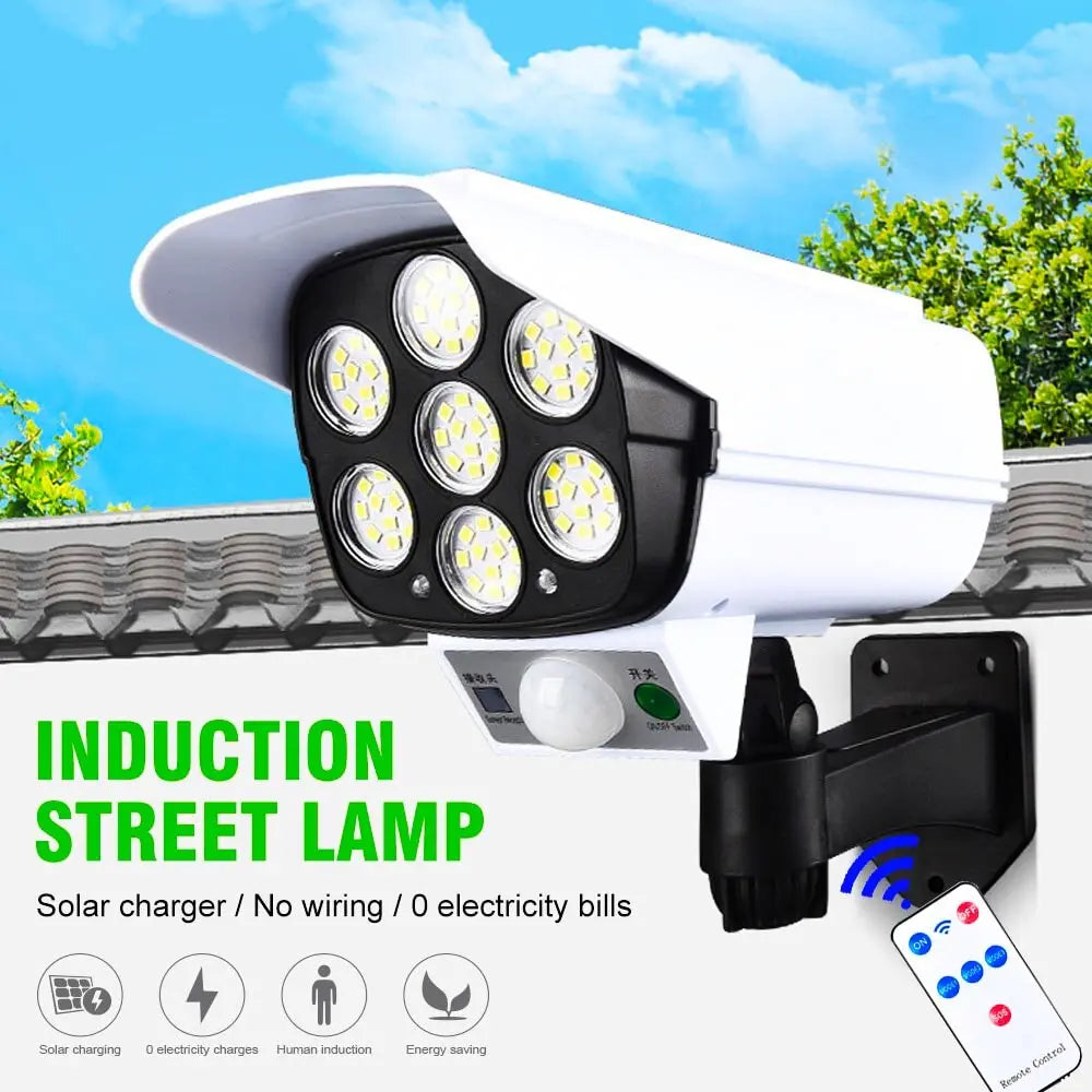 Solar-Powered LED Floodlight with Security Camera Design 180W Power 77LED Aventra Store