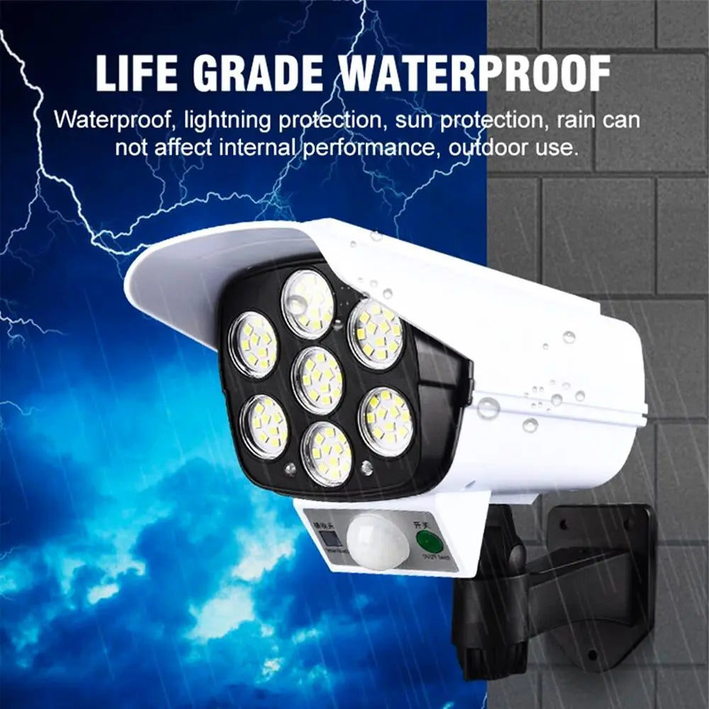 Solar-Powered LED Floodlight with Security Camera Design 180W Power 77LED Aventra Store