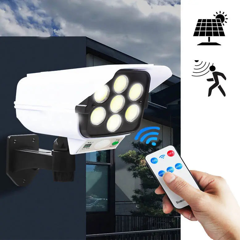 Solar-Powered LED Floodlight with Security Camera Design 180W Power 77LED Aventra Store