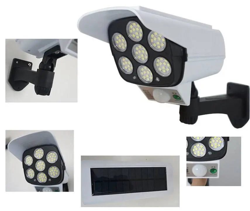 Solar-Powered LED Floodlight with Security Camera Design 180W Power 77LED Aventra Store