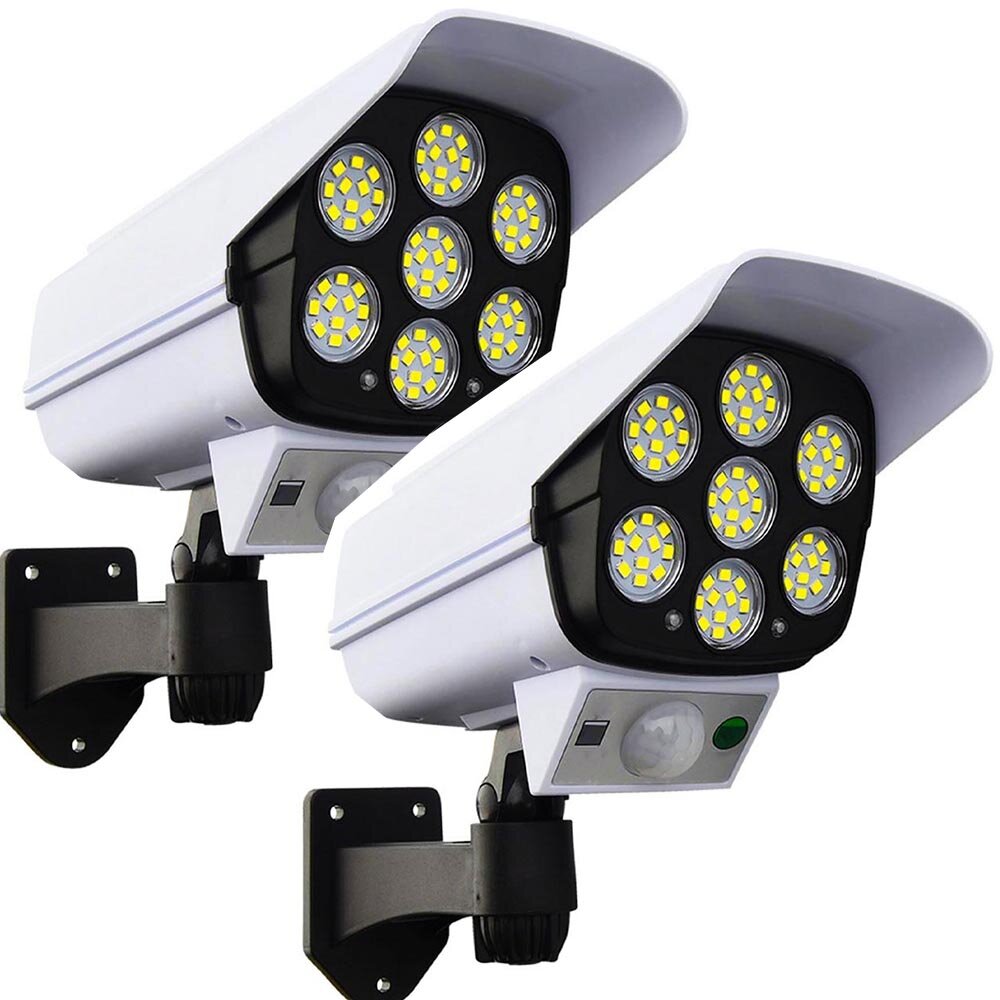 Захранван със слънчева енергия LED прожектор с дизайн на охранителна камера 180W Мощност 77LED 2бр.