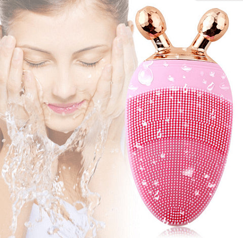 Масажор за лице със звукова четка и въртящи се 3D топки