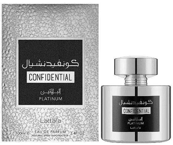 Men's perfume, Lattafa Confidential Platinum EDP, 100 ml. Aventra Store
