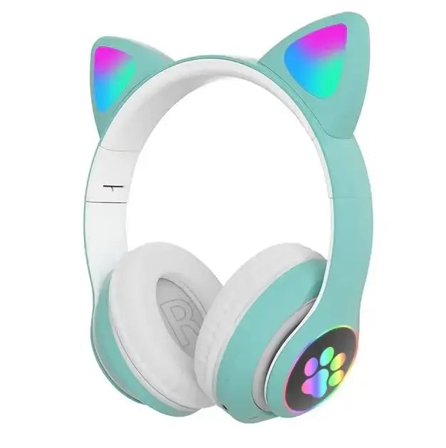 Светещи котешки уши слушалки, BT5.0 с микрофон AUX IN TF MP3 плейър Цветни LED светлини Aventra Store