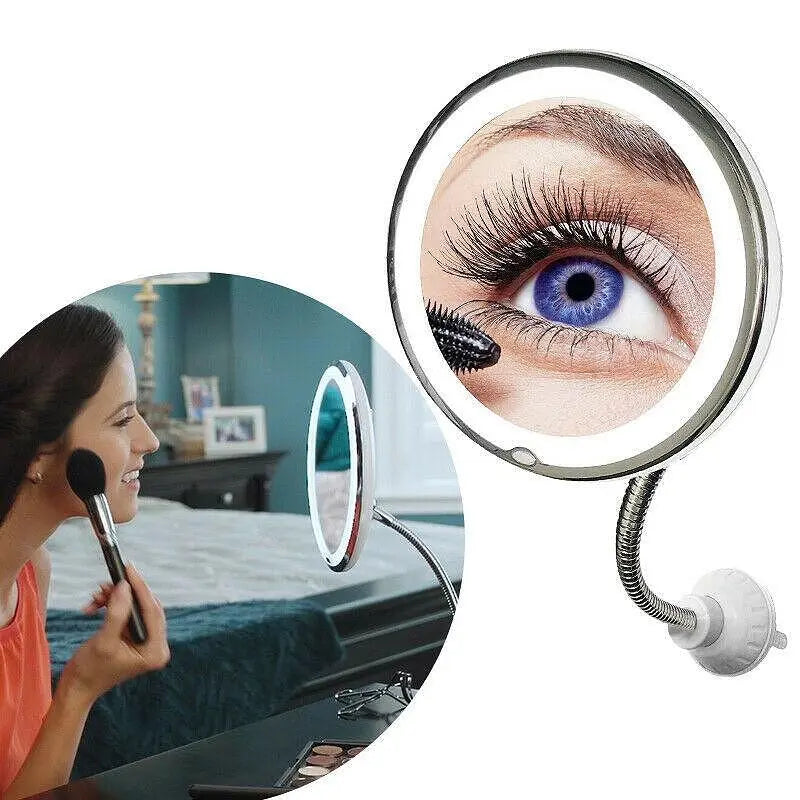 Make-up Mirror Flexible Mirror (10x magnification + LED lighting) Aventra Store