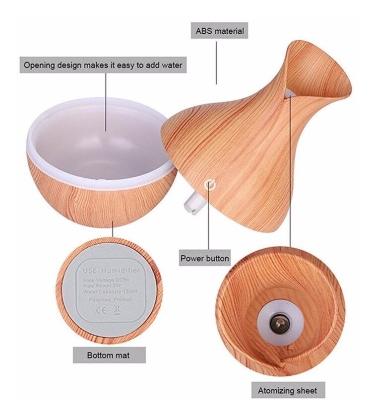 Овлажнител за въздух с ароматна терапия + Подарък 6 Етерични масла