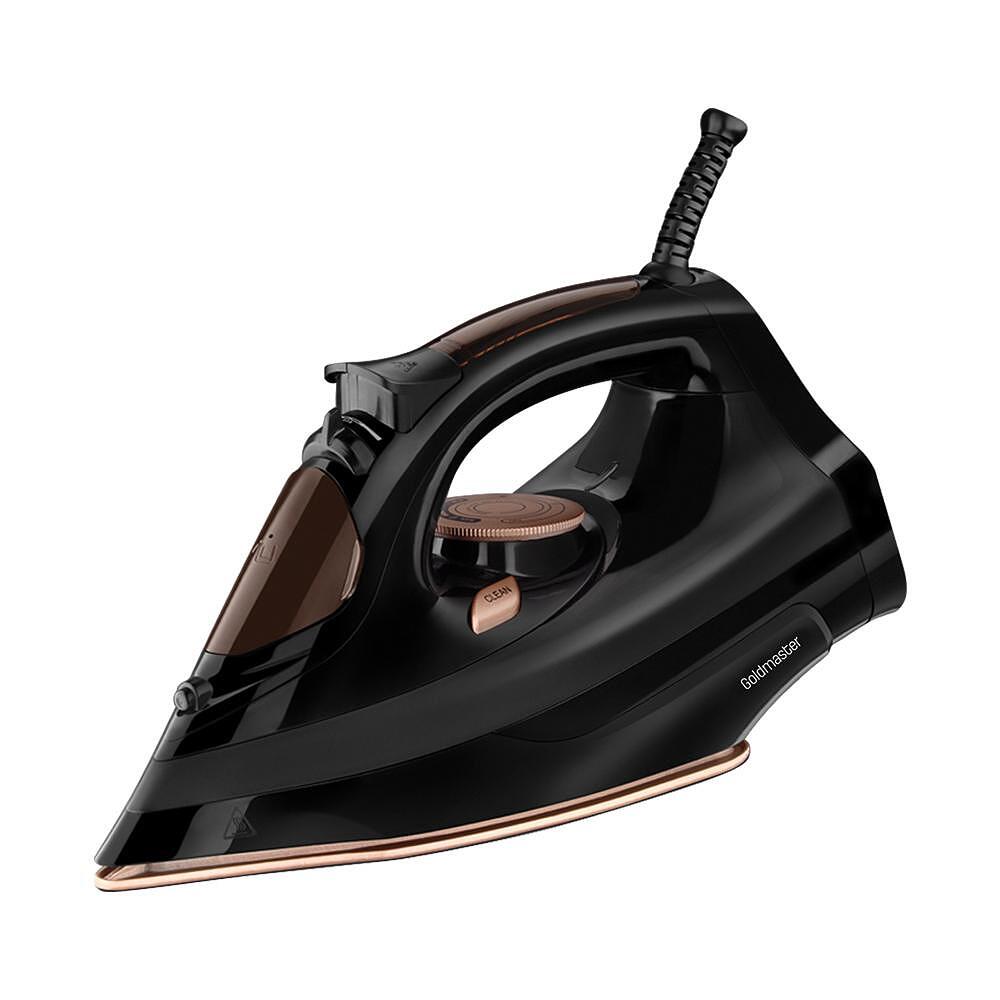 Steam iron, GoldMaster, 2200W, Auto-off function, Gold glide nanoceramic ironing plate, Black Aventra Store