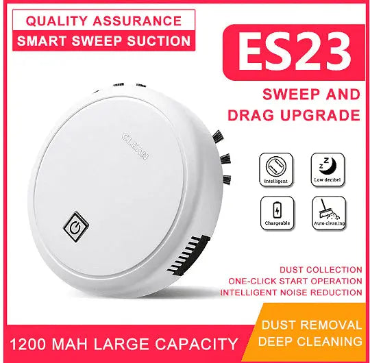 Robot vacuum cleaner ES23, USB charging, 90 minutes operation, 0,2 l, White Aventra Store