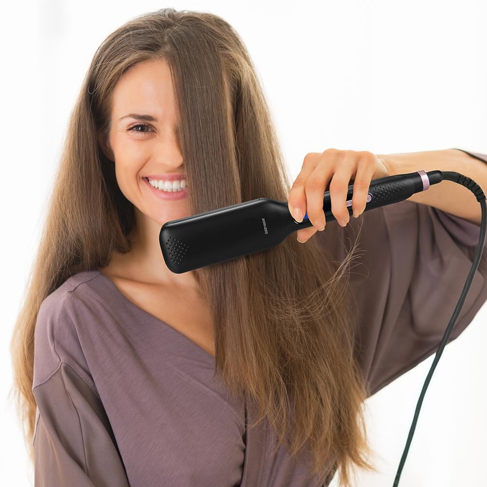 Преса за коса Cemre, GoldMaster, керамични кератинови плочи, цифров дисплей, 59W