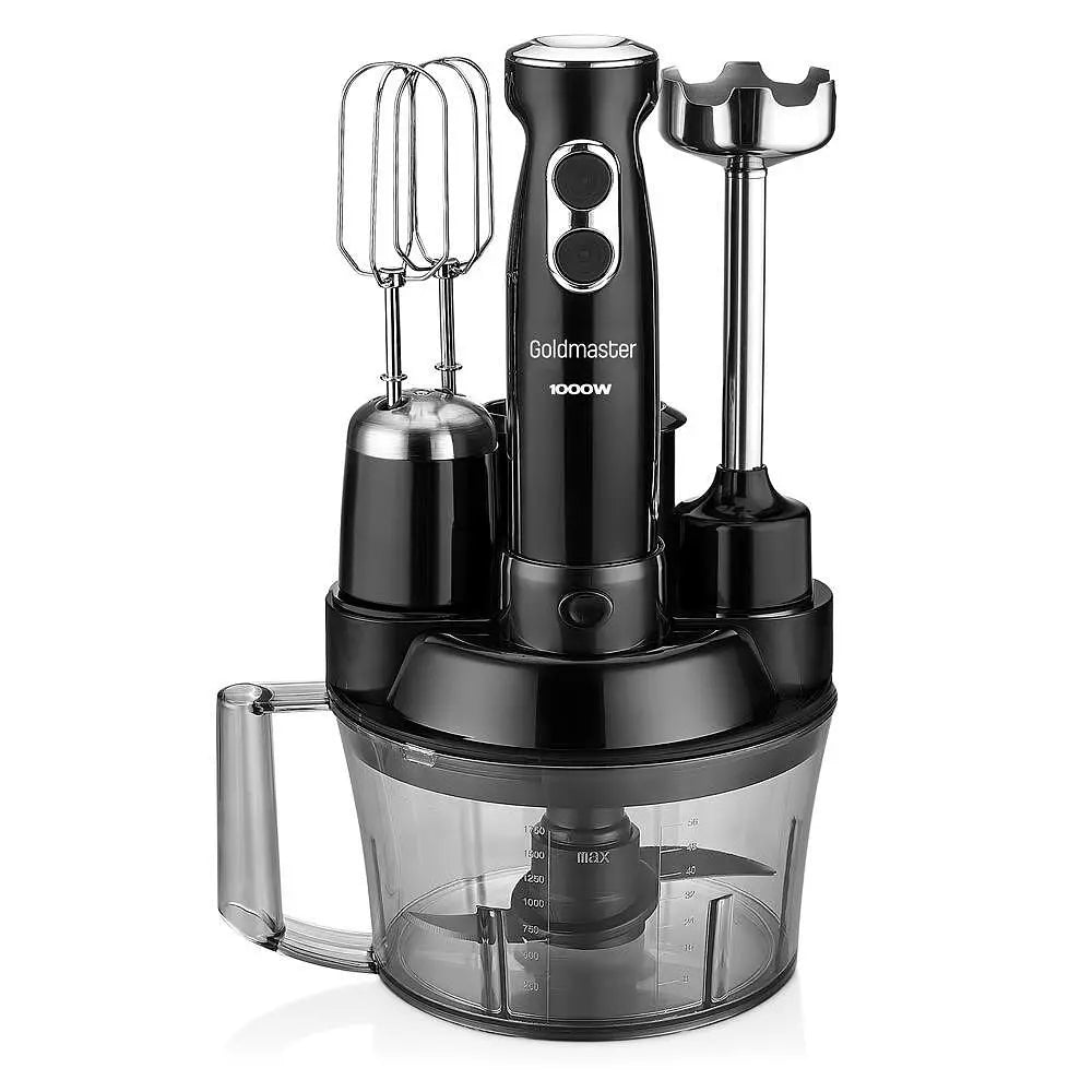 Професионален кухненски робот, GoldMaster, 1000W, 5 функции, Ножове от неръждаема стомана Aventra Store