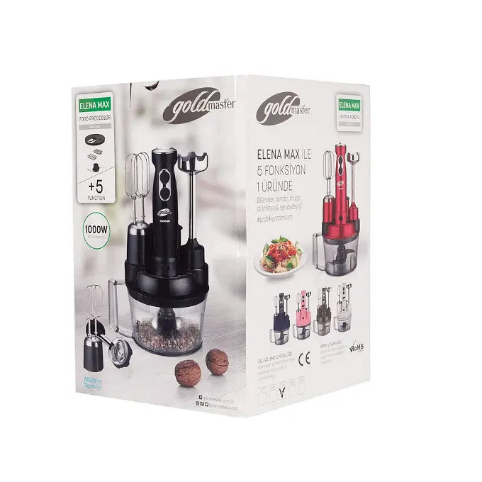 Професионален кухненски робот, GoldMaster, 1000W, 5 функции, Ножове от неръждаема стомана Aventra Store