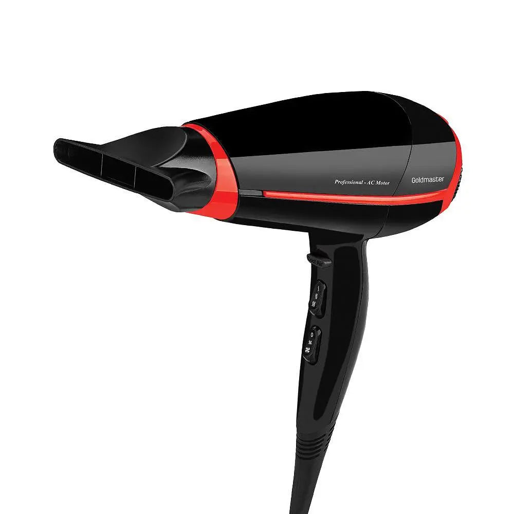 Professional hair dryer with 2 speeds, GoldMaster, Cool Shot function, 2400W, Black Aventra Store