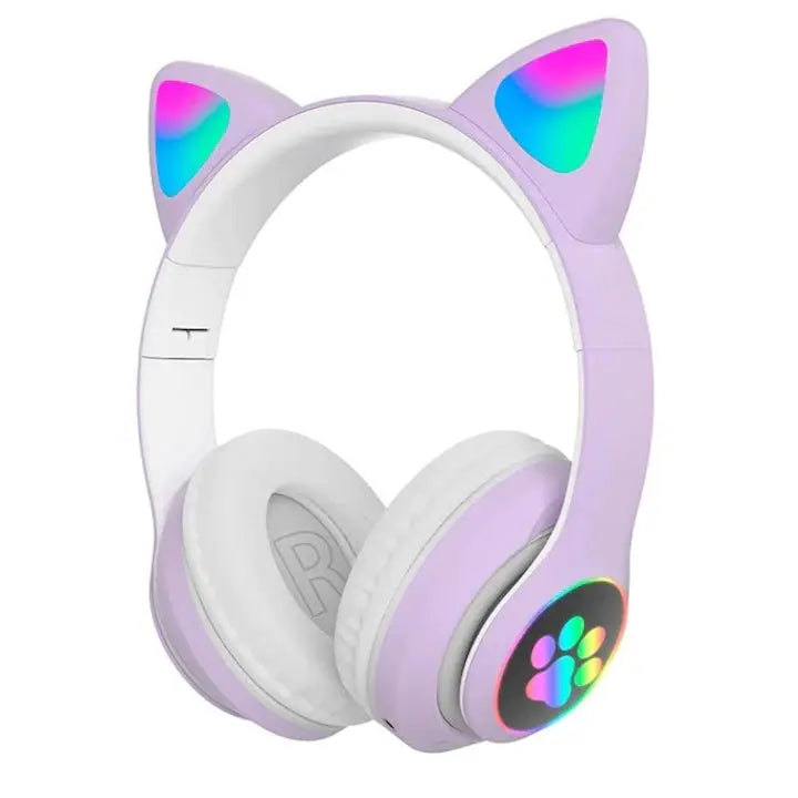 Светещи котешки уши слушалки, BT5.0 с микрофон AUX IN TF MP3 плейър Цветни LED светлини Aventra Store