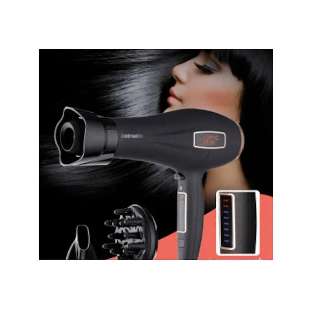 Hairdryer Revo, GoldMaster, 2200W, With touch screen on the handle, Overheating protection Aventra Store