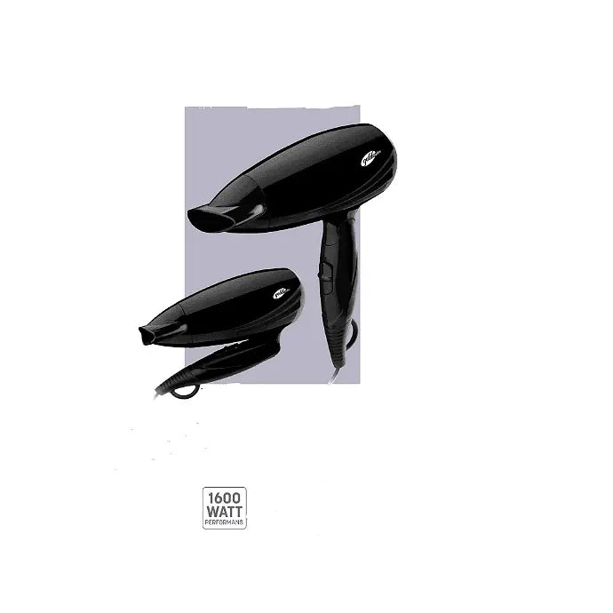 Folding hair dryer, GoldMaster, 1600W, Compact design, 2 temperature settings, Black Aventra Store