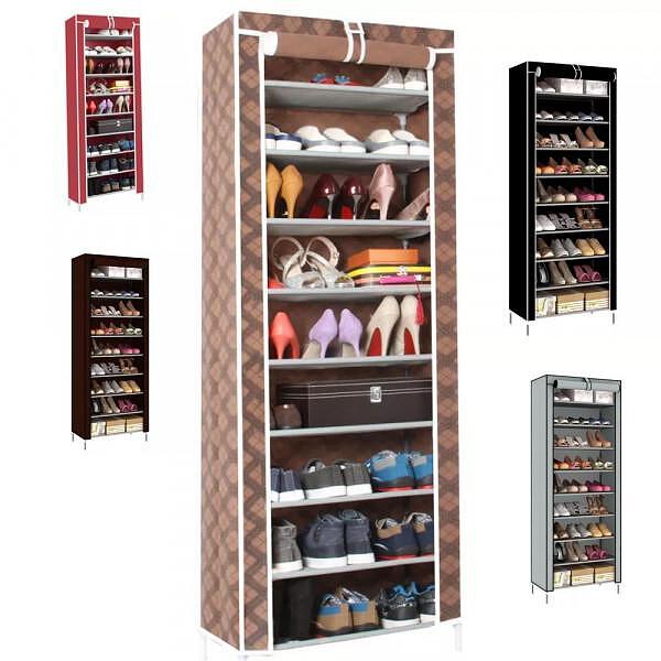 Shoe cabinet with 9 rows, waterproof, 160x60x30cm.