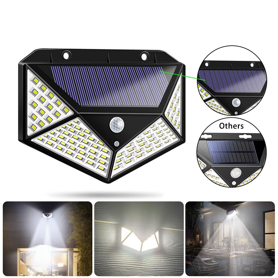 3 pcs. Solar LED lamp with motion sensor 100LED 7W