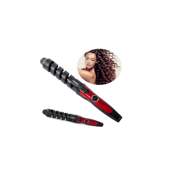 Спираловидна керамична маша NOVA за къдрици, 120-200 С, Черна