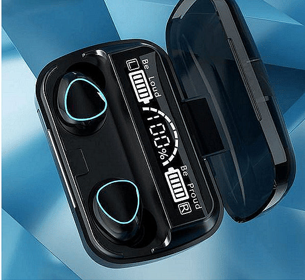 Светещи bluetooth слушалки с HD LED дисплей, TWS, Калъф за зареждане,М10, 9D, EarBuds, Черни