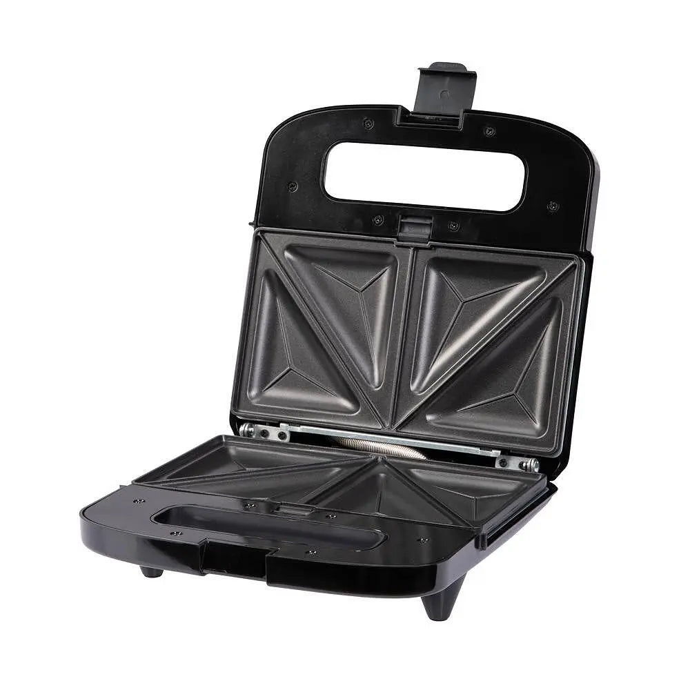 Уред за сандвичи и десерти, GoldMaster, 800W, 3 вида чинии, Незалепващи и лесни за почистване чинии, Черен Aventra Store