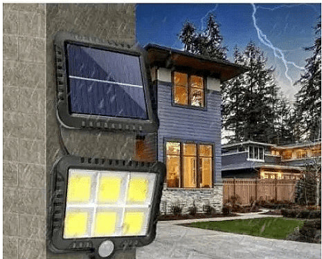 LED соларен панел лампа PIR сензор за движение дистанционно управление нощно улично осветление черно